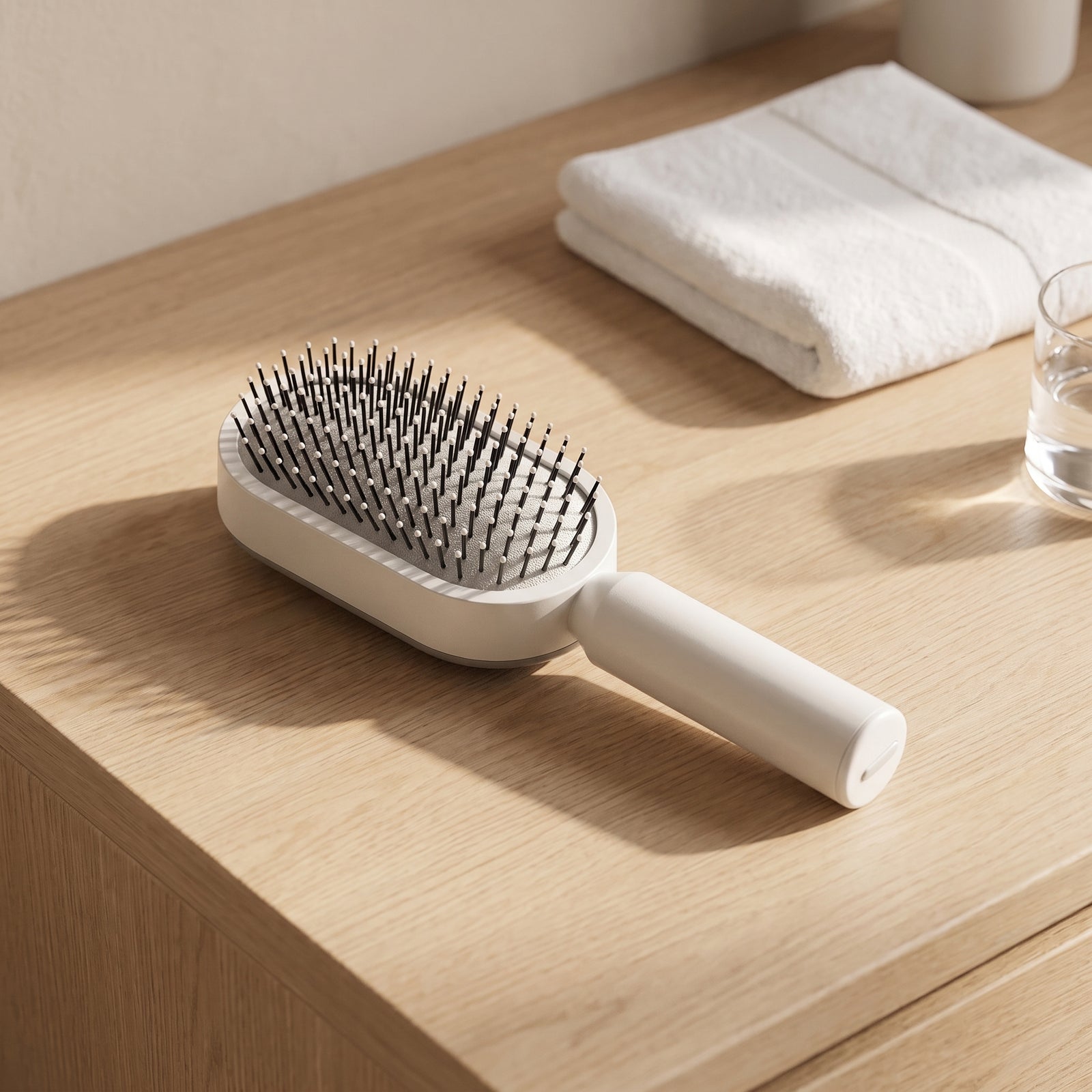 Self cleaning hair brush