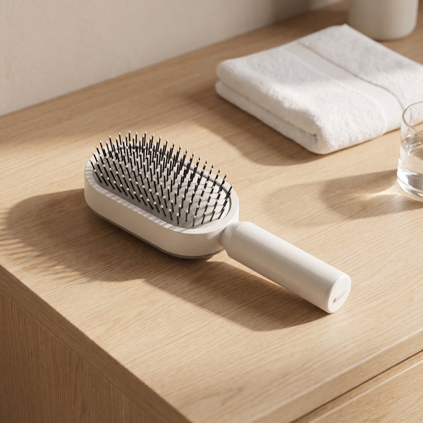 Self cleaning hair brush